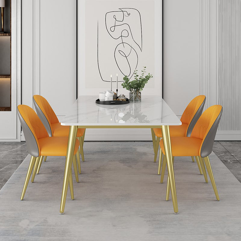 Traditional Luxury 4 Legs Furniture Stone Dining Table for Dining Room 51.2"L x 27.6"W x 29.5"H Without Chairs Clearhalo 'Dining Tables & Seating' 'Dining Tables' 'dining_table' 'furn' 'furn_dining_table' 'Furniture' 'Kitchen & Dining Furniture' 5382210