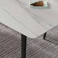 Metal Contemporary Rectangle Dining Table White Sintered Stone Top Table for Dining Room