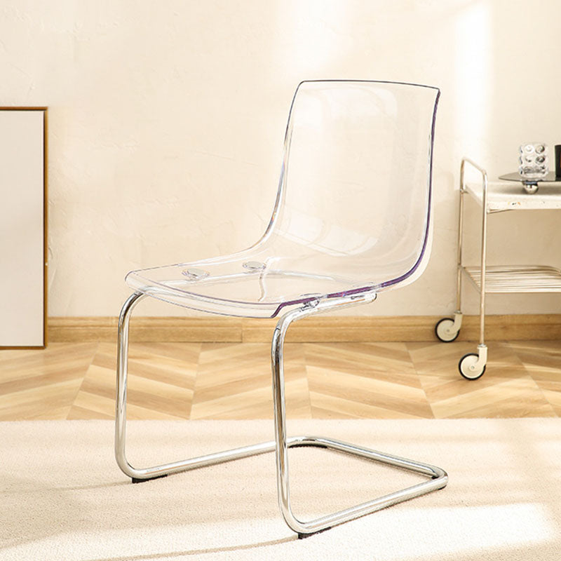 Acrylic Dining Armchair Contemporary Side Chair with Silver Base