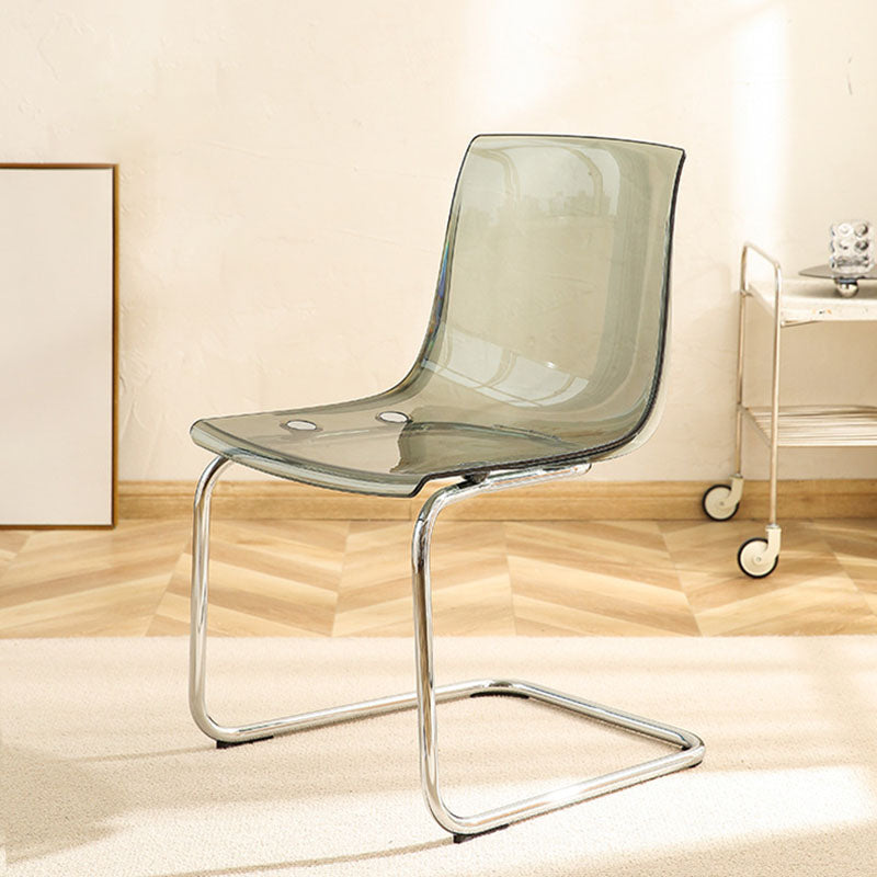 Acrylic Dining Armchair Contemporary Side Chair with Silver Base