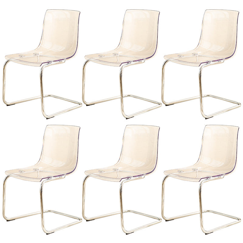 Acrylic Dining Armchair Contemporary Side Chair with Silver Base