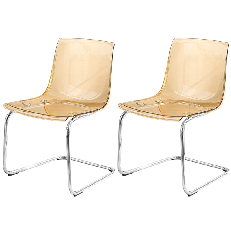 Acrylic Dining Armchair Contemporary Side Chair with Silver Base