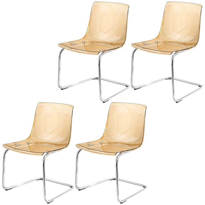 Acrylic Dining Armchair Contemporary Side Chair with Silver Base