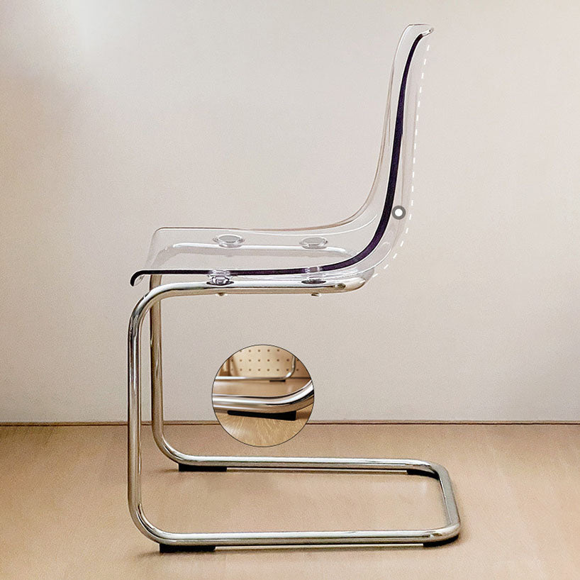 Acrylic Dining Armchair Contemporary Side Chair with Silver Base