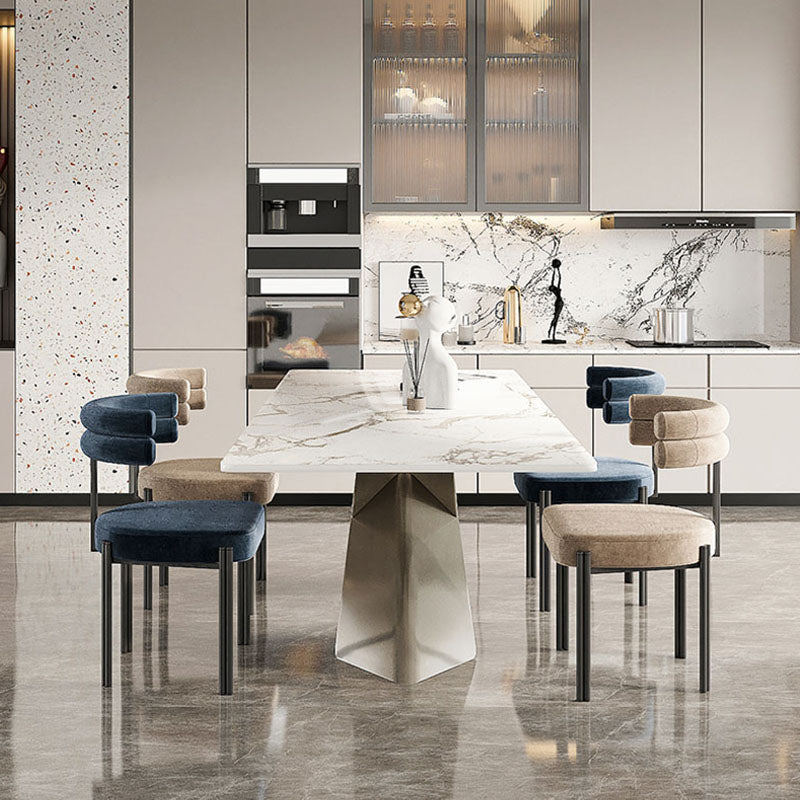 Contemporary Open Back Side Chair Upholstered Armless Dining Chair