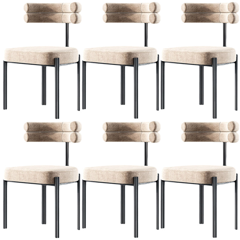 Contemporary Open Back Side Chair Upholstered Armless Dining Chair