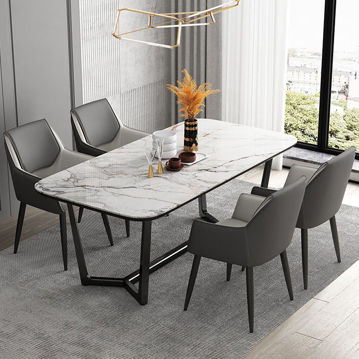 Silla de comedor de cuero moderno de cuero con patas con patas de acero en acabado mate para casa