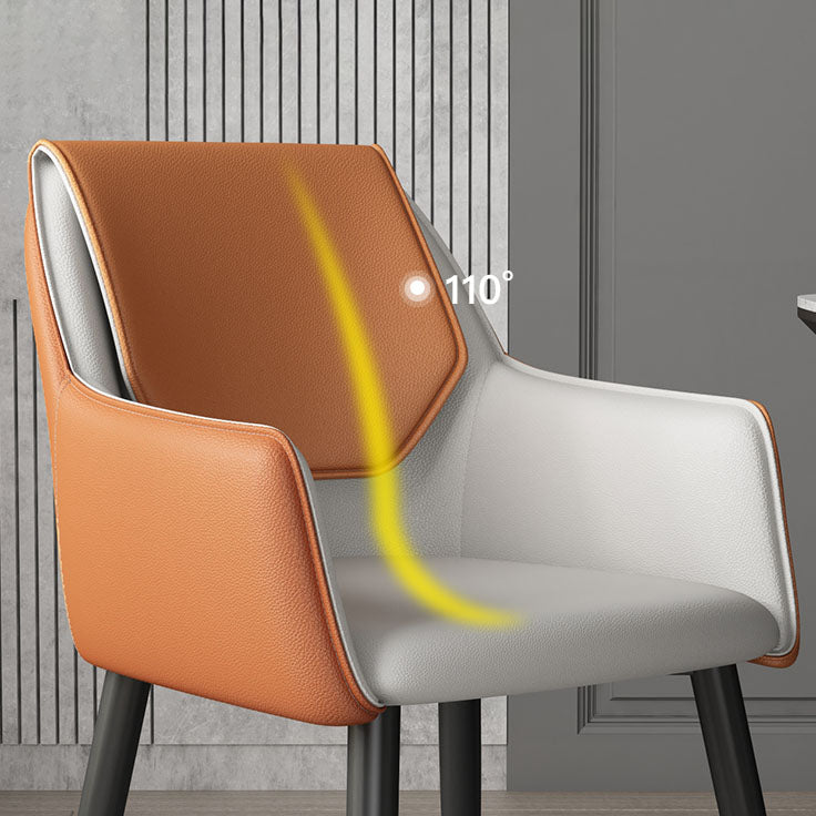 Silla de comedor de cuero moderno de cuero con patas con patas de acero en acabado mate para casa