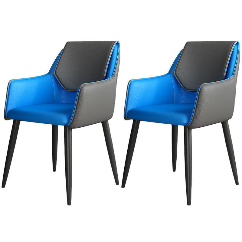 Silla de comedor de cuero moderno de cuero con patas con patas de acero en acabado mate para casa