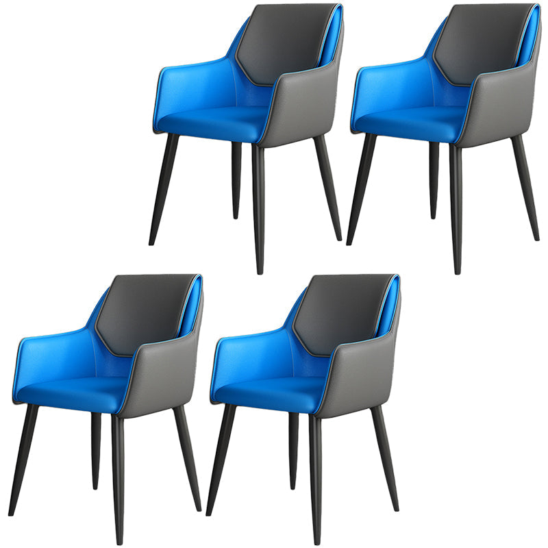 Silla de comedor de cuero moderno de cuero con patas con patas de acero en acabado mate para casa