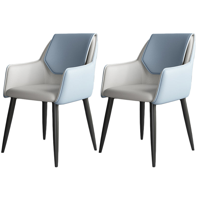 Silla de comedor de cuero moderno de cuero con patas con patas de acero en acabado mate para casa