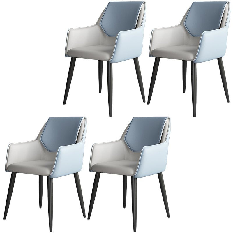 Silla de comedor de cuero moderno de cuero con patas con patas de acero en acabado mate para casa