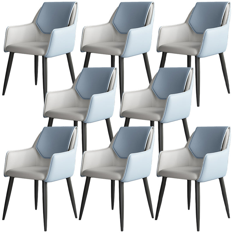 Silla de comedor de cuero moderno de cuero con patas con patas de acero en acabado mate para casa