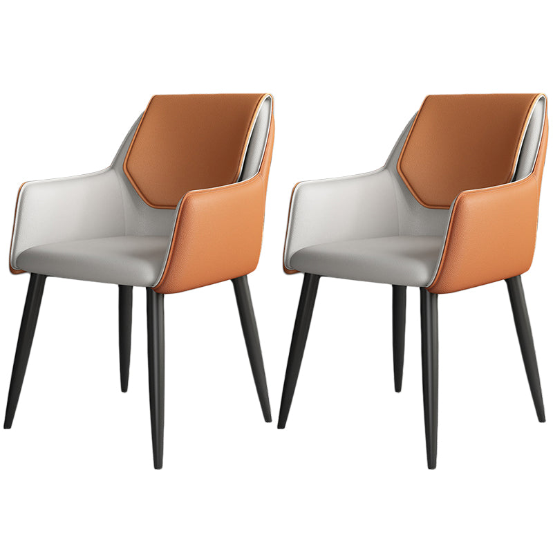 Silla de comedor de cuero moderno de cuero con patas con patas de acero en acabado mate para casa