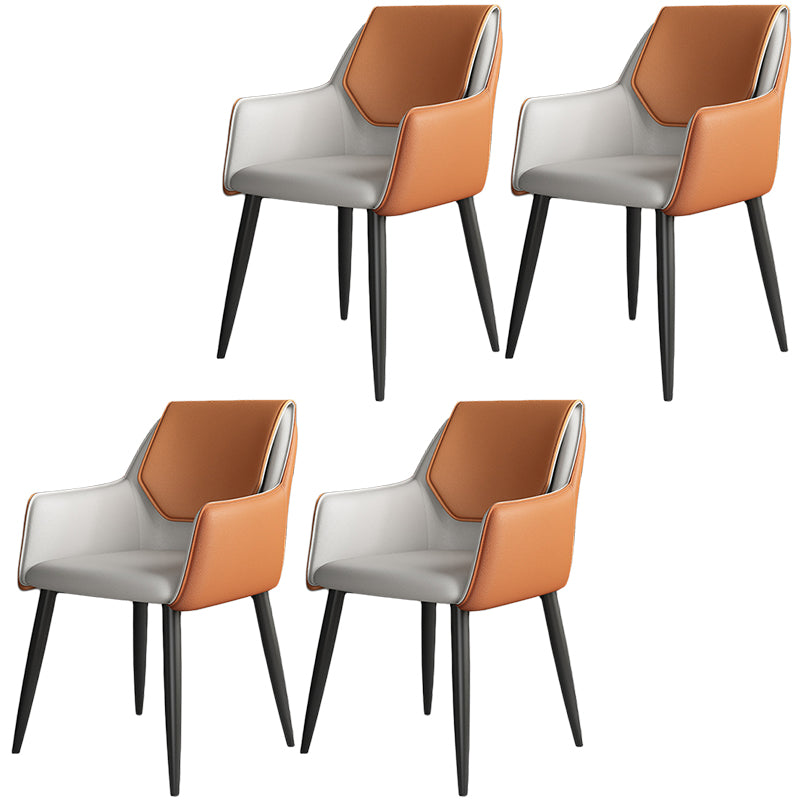 Silla de comedor de cuero moderno de cuero con patas con patas de acero en acabado mate para casa