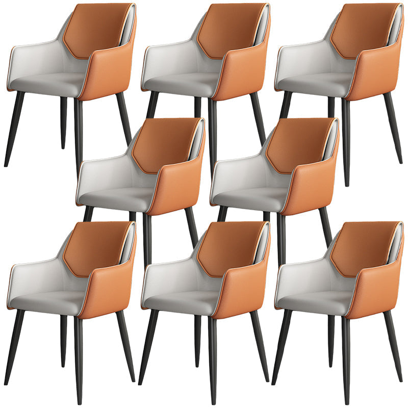 Silla de comedor de cuero moderno de cuero con patas con patas de acero en acabado mate para casa