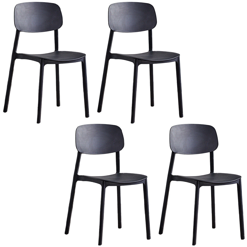 Plastic Dining Chair Open Back Dining Side Furniture in Matte Finish for Home Black 4 Piece Set Clearhalo 'Dining Chairs' 'Dining Tables & Seating' 'dining_chair' 'furn' 'furn_dining_chair' 'Furniture' 'Kitchen & Dining Furniture' 5382565