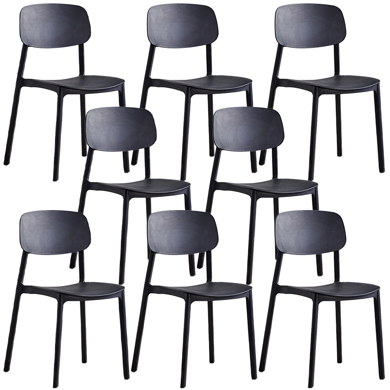 Plastic Dining Chair Open Back Dining Side Furniture in Matte Finish for Home Black 8 Piece Set Clearhalo 'Dining Chairs' 'Dining Tables & Seating' 'dining_chair' 'furn' 'furn_dining_chair' 'Furniture' 'Kitchen & Dining Furniture' 5382567