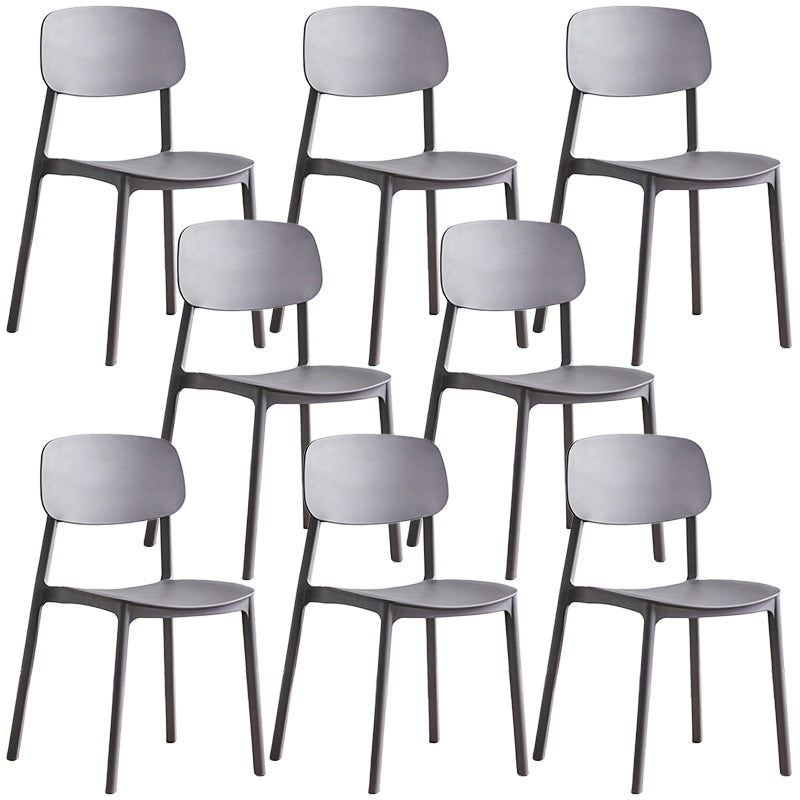Plastic Dining Chair Open Back Dining Side Furniture in Matte Finish for Home Dark Gray 8 Piece Set Clearhalo 'Dining Chairs' 'Dining Tables & Seating' 'dining_chair' 'furn' 'furn_dining_chair' 'Furniture' 'Kitchen & Dining Furniture' 5382571
