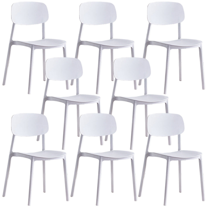 Plastic Dining Chair Open Back Dining Side Furniture in Matte Finish for Home White 8 Piece Set Clearhalo 'Dining Chairs' 'Dining Tables & Seating' 'dining_chair' 'furn' 'furn_dining_chair' 'Furniture' 'Kitchen & Dining Furniture' 5382574