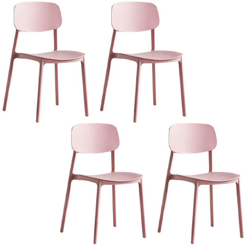 Plastic Dining Chair Open Back Dining Side Furniture in Matte Finish for Home Pink 4 Piece Set Clearhalo 'Dining Chairs' 'Dining Tables & Seating' 'dining_chair' 'furn' 'furn_dining_chair' 'Furniture' 'Kitchen & Dining Furniture' 5382577