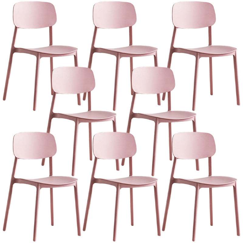 Plastic Dining Chair Open Back Dining Side Furniture in Matte Finish for Home Pink 8 Piece Set Clearhalo 'Dining Chairs' 'Dining Tables & Seating' 'dining_chair' 'furn' 'furn_dining_chair' 'Furniture' 'Kitchen & Dining Furniture' 5382578
