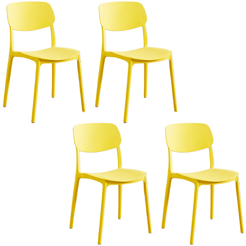Plastic Dining Chair Open Back Dining Side Furniture in Matte Finish for Home Yellow 4 Piece Set Clearhalo 'Dining Chairs' 'Dining Tables & Seating' 'dining_chair' 'furn' 'furn_dining_chair' 'Furniture' 'Kitchen & Dining Furniture' 5382581