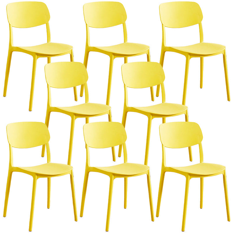 Plastic Dining Chair Open Back Dining Side Furniture in Matte Finish for Home Yellow 8 Piece Set Clearhalo 'Dining Chairs' 'Dining Tables & Seating' 'dining_chair' 'furn' 'furn_dining_chair' 'Furniture' 'Kitchen & Dining Furniture' 5382582