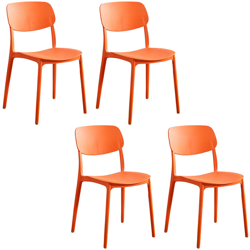 Plastic Dining Chair Open Back Dining Side Furniture in Matte Finish for Home Orange 4 Piece Set Clearhalo 'Dining Chairs' 'Dining Tables & Seating' 'dining_chair' 'furn' 'furn_dining_chair' 'Furniture' 'Kitchen & Dining Furniture' 5382585