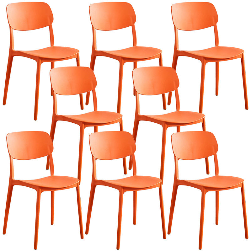 Plastic Dining Chair Open Back Dining Side Furniture in Matte Finish for Home Orange 8 Piece Set Clearhalo 'Dining Chairs' 'Dining Tables & Seating' 'dining_chair' 'furn' 'furn_dining_chair' 'Furniture' 'Kitchen & Dining Furniture' 5382586