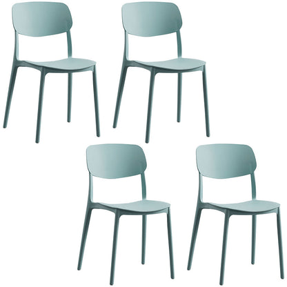 Plastic Dining Chair Open Back Dining Side Furniture in Matte Finish for Home Light Blue 4 Piece Set Clearhalo 'Dining Chairs' 'Dining Tables & Seating' 'dining_chair' 'furn' 'furn_dining_chair' 'Furniture' 'Kitchen & Dining Furniture' 5382589