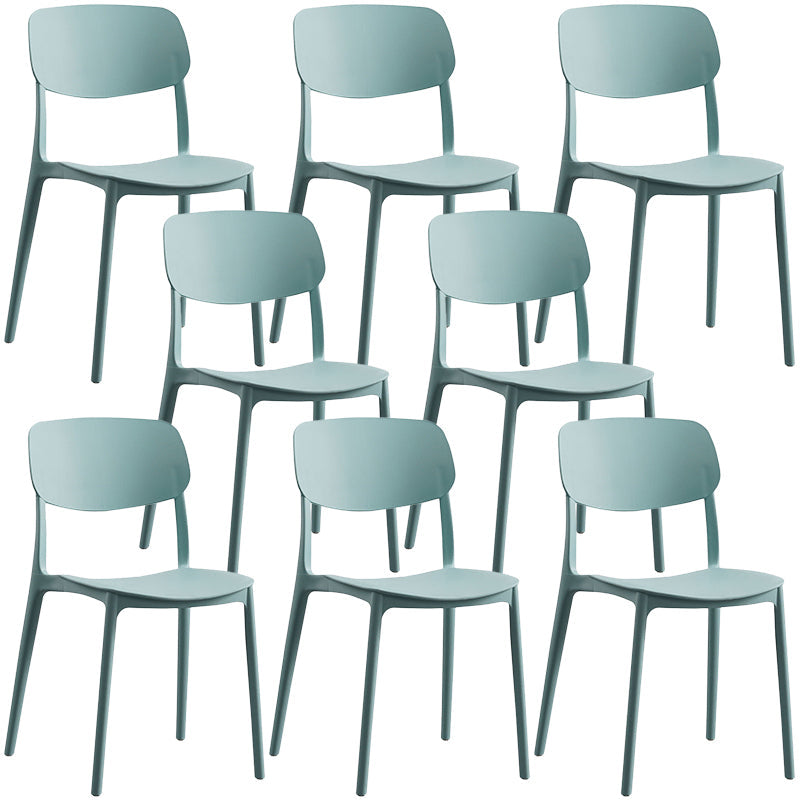 Plastic Dining Chair Open Back Dining Side Furniture in Matte Finish for Home Light Blue 8 Piece Set Clearhalo 'Dining Chairs' 'Dining Tables & Seating' 'dining_chair' 'furn' 'furn_dining_chair' 'Furniture' 'Kitchen & Dining Furniture' 5382591