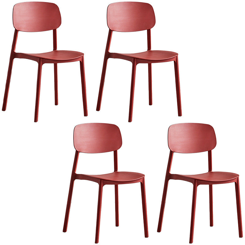 Plastic Dining Chair Open Back Dining Side Furniture in Matte Finish for Home Burgundy 4 Piece Set Clearhalo 'Dining Chairs' 'Dining Tables & Seating' 'dining_chair' 'furn' 'furn_dining_chair' 'Furniture' 'Kitchen & Dining Furniture' 5382593