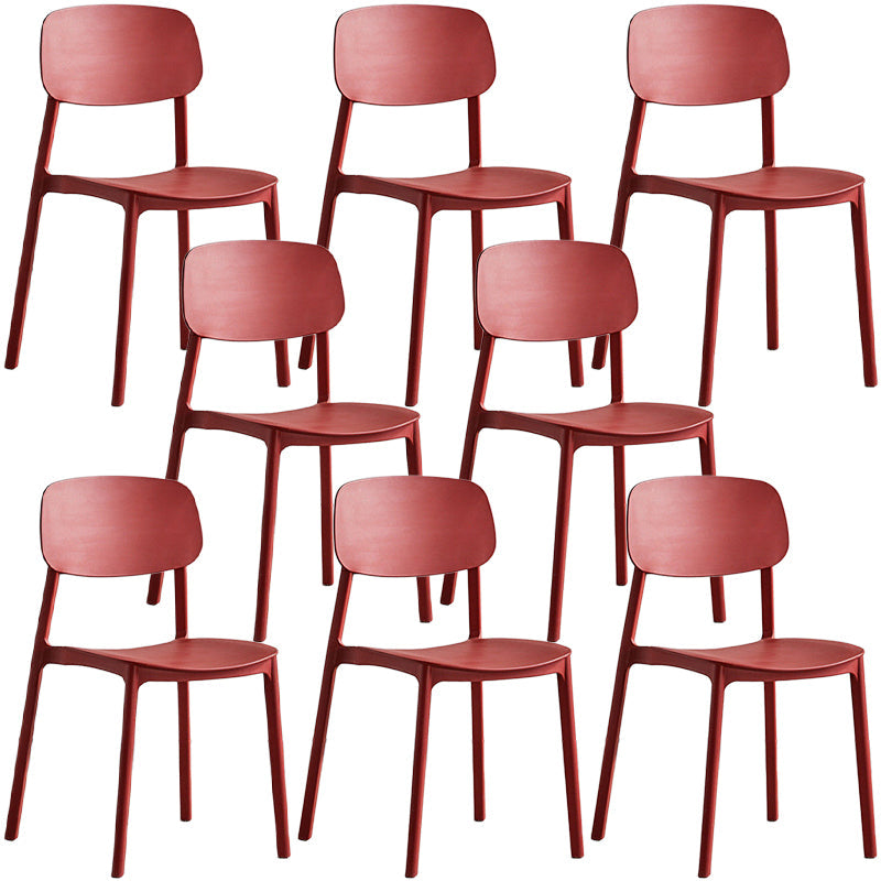 Plastic Dining Chair Open Back Dining Side Furniture in Matte Finish for Home Burgundy 8 Piece Set Clearhalo 'Dining Chairs' 'Dining Tables & Seating' 'dining_chair' 'furn' 'furn_dining_chair' 'Furniture' 'Kitchen & Dining Furniture' 5382594