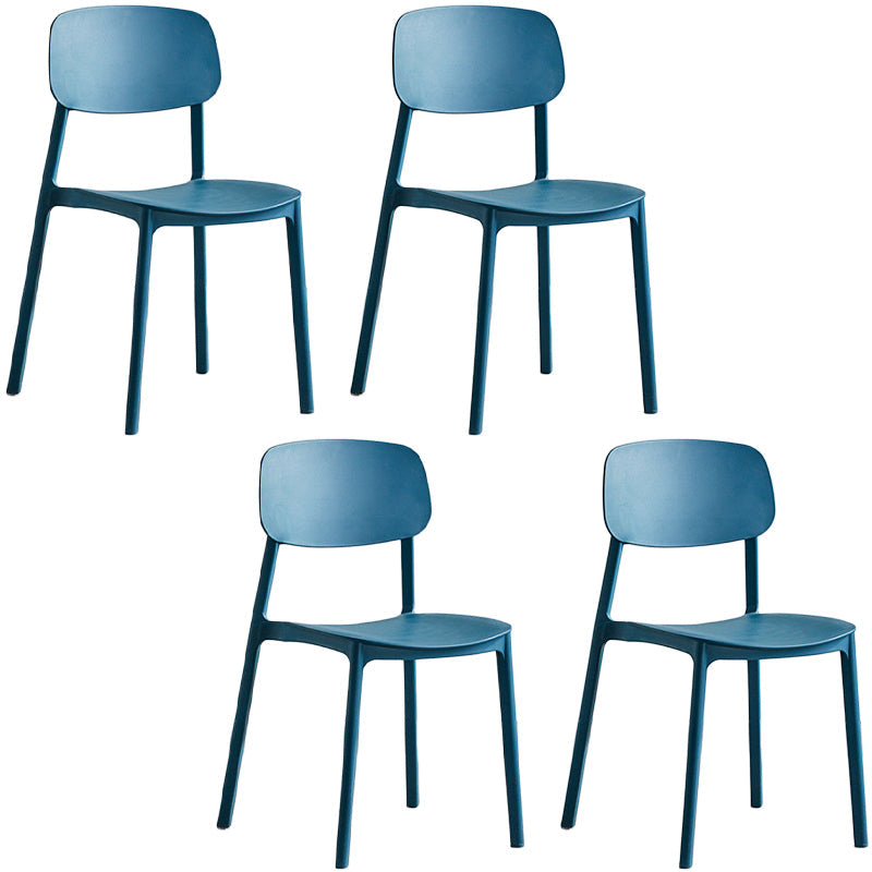 Plastic Dining Chair Open Back Dining Side Furniture in Matte Finish for Home Dark Blue 4 Piece Set Clearhalo 'Dining Chairs' 'Dining Tables & Seating' 'dining_chair' 'furn' 'furn_dining_chair' 'Furniture' 'Kitchen & Dining Furniture' 5382595
