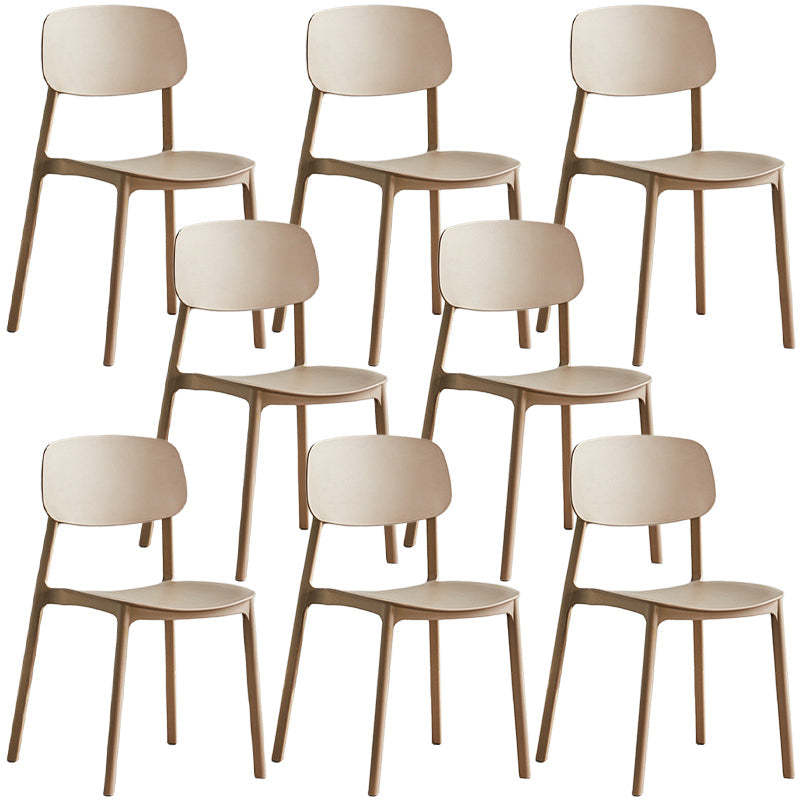 Plastic Dining Chair Open Back Dining Side Furniture in Matte Finish for Home Light Khaki 8 Piece Set Clearhalo 'Dining Chairs' 'Dining Tables & Seating' 'dining_chair' 'furn' 'furn_dining_chair' 'Furniture' 'Kitchen & Dining Furniture' 5382598