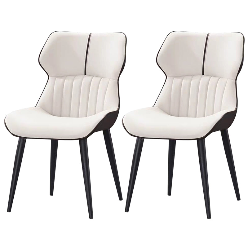 PU Leather Upholstered Dining Chair Contemporary Wingback Side Chair White 2 Piece Set Clearhalo 'Dining Chairs' 'Dining Tables & Seating' 'dining_chair' 'furn' 'furn_dining_chair' 'Furniture' 'Kitchen & Dining Furniture' 5382841