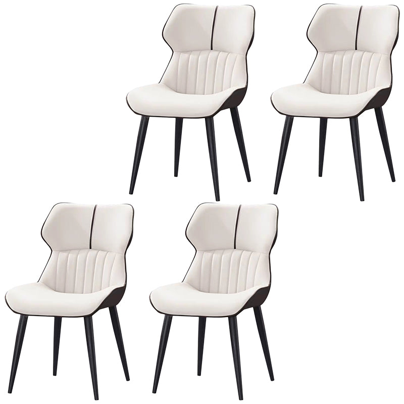 PU Leather Upholstered Dining Chair Contemporary Wingback Side Chair White 4 Piece Set Clearhalo 'Dining Chairs' 'Dining Tables & Seating' 'dining_chair' 'furn' 'furn_dining_chair' 'Furniture' 'Kitchen & Dining Furniture' 5382842