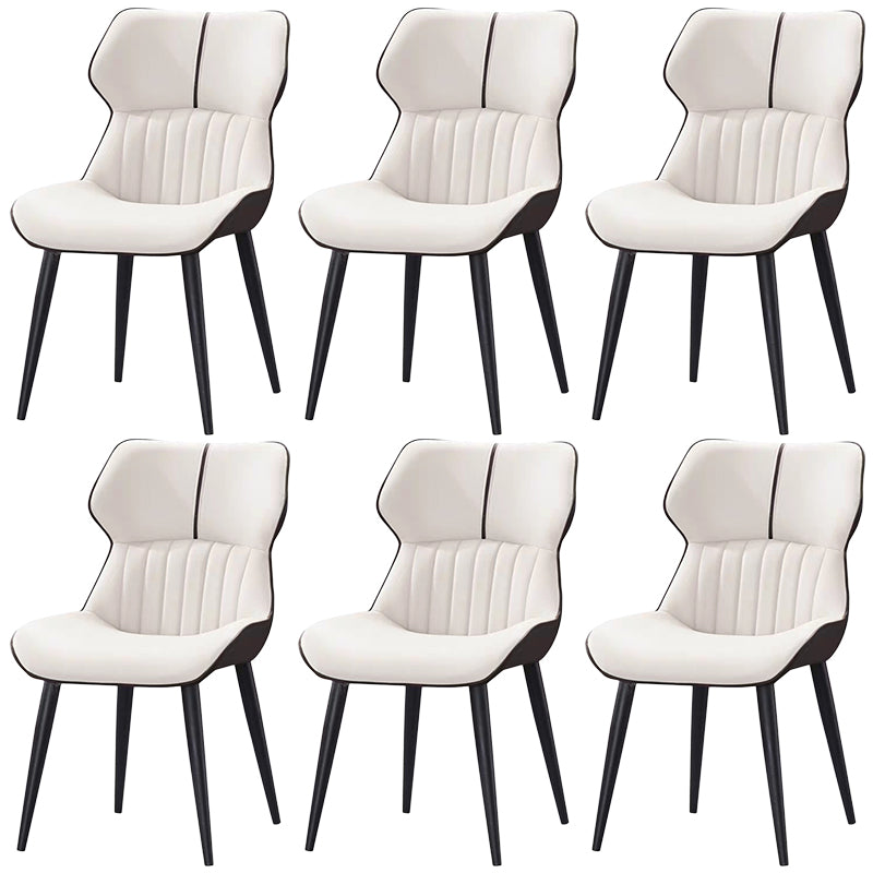 PU Leather Upholstered Dining Chair Contemporary Wingback Side Chair White 6 Piece Set Clearhalo 'Dining Chairs' 'Dining Tables & Seating' 'dining_chair' 'furn' 'furn_dining_chair' 'Furniture' 'Kitchen & Dining Furniture' 5382844