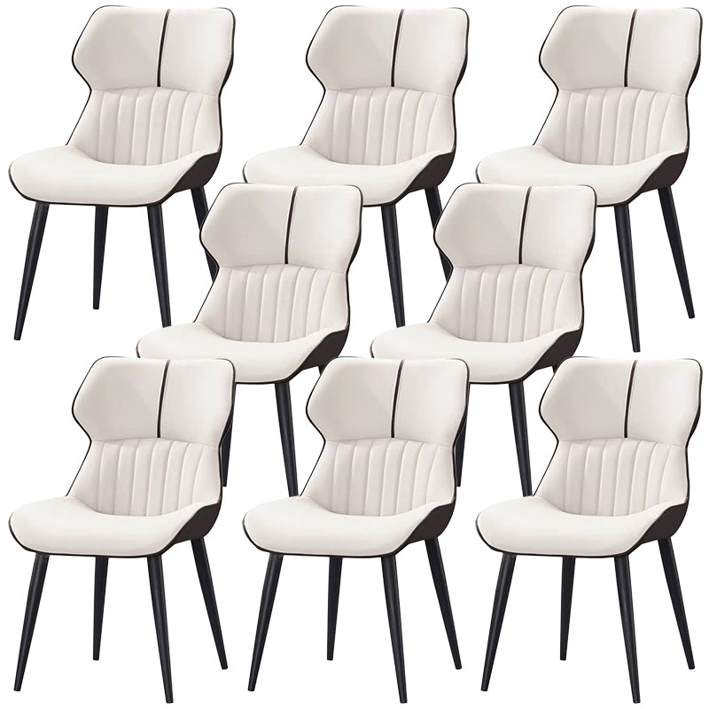 PU Leather Upholstered Dining Chair Contemporary Wingback Side Chair White 8 Piece Set Clearhalo 'Dining Chairs' 'Dining Tables & Seating' 'dining_chair' 'furn' 'furn_dining_chair' 'Furniture' 'Kitchen & Dining Furniture' 5382847