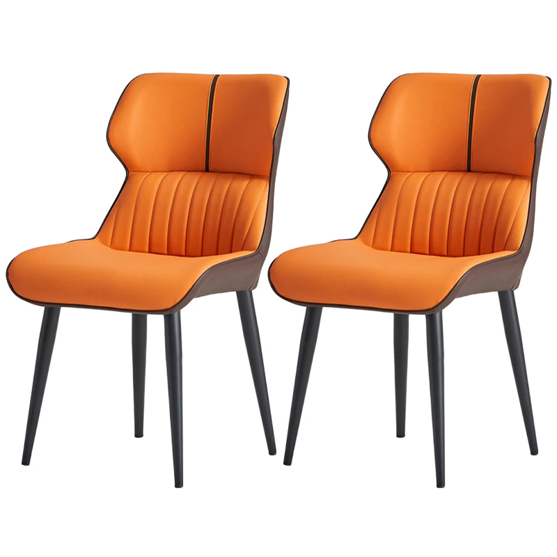 PU Leather Upholstered Dining Chair Contemporary Wingback Side Chair Orange 2 Piece Set Clearhalo 'Dining Chairs' 'Dining Tables & Seating' 'dining_chair' 'furn' 'furn_dining_chair' 'Furniture' 'Kitchen & Dining Furniture' 5382848