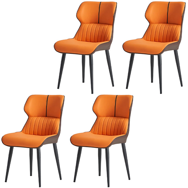 PU Leather Upholstered Dining Chair Contemporary Wingback Side Chair Orange 4 Piece Set Clearhalo 'Dining Chairs' 'Dining Tables & Seating' 'dining_chair' 'furn' 'furn_dining_chair' 'Furniture' 'Kitchen & Dining Furniture' 5382850
