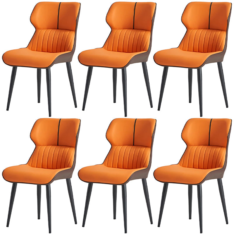 PU Leather Upholstered Dining Chair Contemporary Wingback Side Chair Orange 6 Piece Set Clearhalo 'Dining Chairs' 'Dining Tables & Seating' 'dining_chair' 'furn' 'furn_dining_chair' 'Furniture' 'Kitchen & Dining Furniture' 5382853