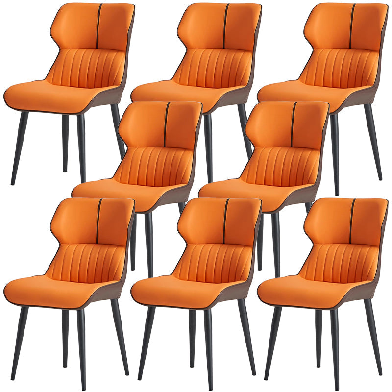 PU Leather Upholstered Dining Chair Contemporary Wingback Side Chair Orange 8 Piece Set Clearhalo 'Dining Chairs' 'Dining Tables & Seating' 'dining_chair' 'furn' 'furn_dining_chair' 'Furniture' 'Kitchen & Dining Furniture' 5382855