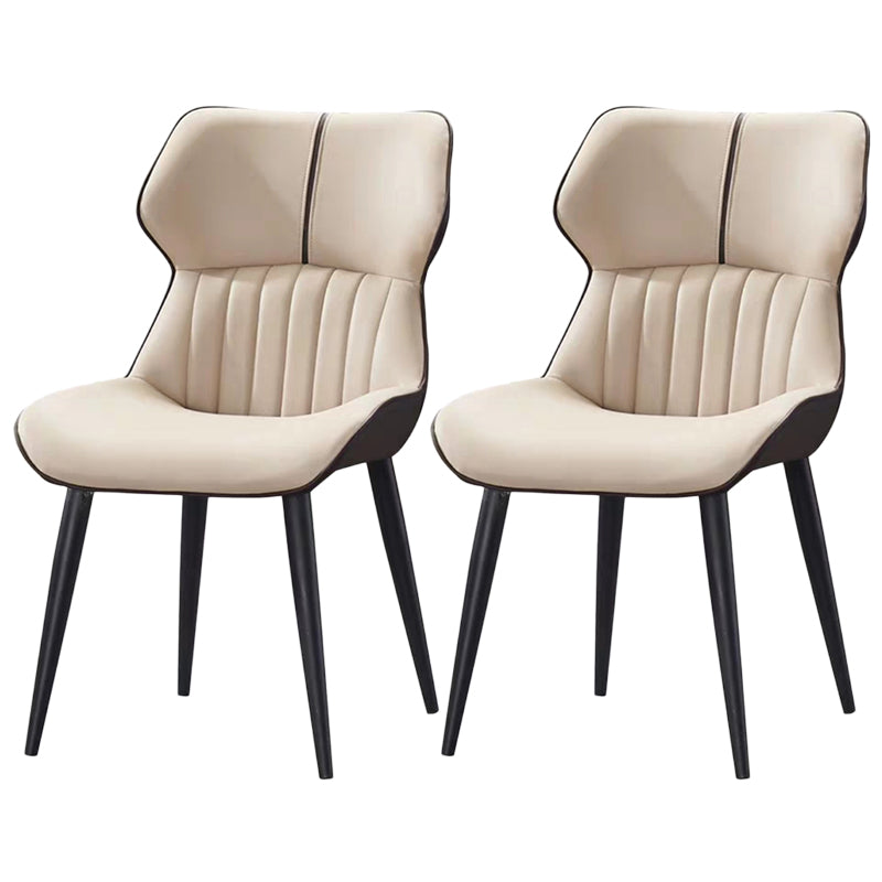 PU Leather Upholstered Dining Chair Contemporary Wingback Side Chair Khaki 2 Piece Set Clearhalo 'Dining Chairs' 'Dining Tables & Seating' 'dining_chair' 'furn' 'furn_dining_chair' 'Furniture' 'Kitchen & Dining Furniture' 5382856