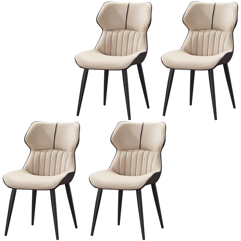 PU Leather Upholstered Dining Chair Contemporary Wingback Side Chair Khaki 4 Piece Set Clearhalo 'Dining Chairs' 'Dining Tables & Seating' 'dining_chair' 'furn' 'furn_dining_chair' 'Furniture' 'Kitchen & Dining Furniture' 5382858