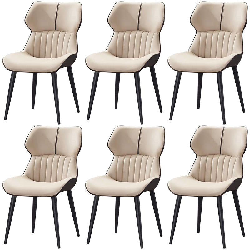PU Leather Upholstered Dining Chair Contemporary Wingback Side Chair Khaki 6 Piece Set Clearhalo 'Dining Chairs' 'Dining Tables & Seating' 'dining_chair' 'furn' 'furn_dining_chair' 'Furniture' 'Kitchen & Dining Furniture' 5382860