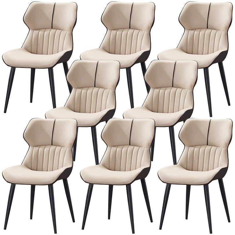 PU Leather Upholstered Dining Chair Contemporary Wingback Side Chair Khaki 8 Piece Set Clearhalo 'Dining Chairs' 'Dining Tables & Seating' 'dining_chair' 'furn' 'furn_dining_chair' 'Furniture' 'Kitchen & Dining Furniture' 5382862