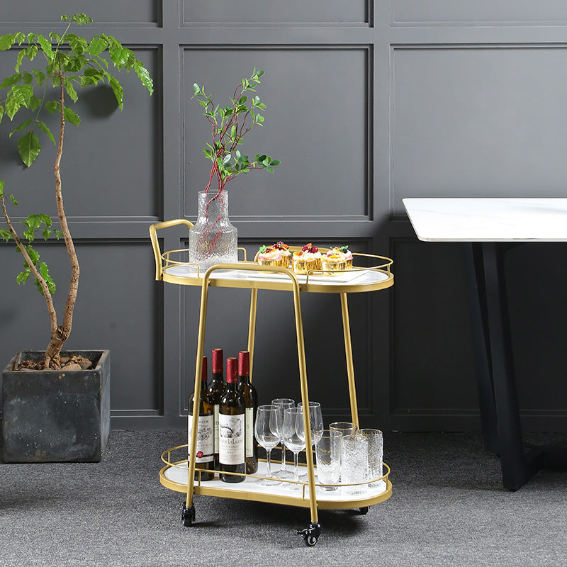 Contemporary Style Rolling Prep Table Stone Prep Table for Kitchen