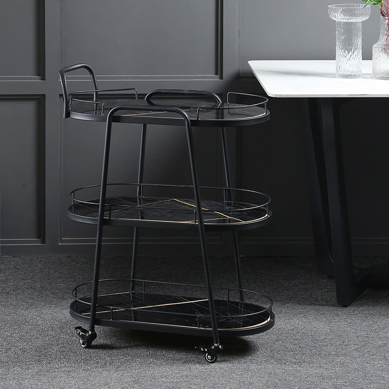 Contemporary Style Rolling Prep Table Stone Prep Table for Kitchen